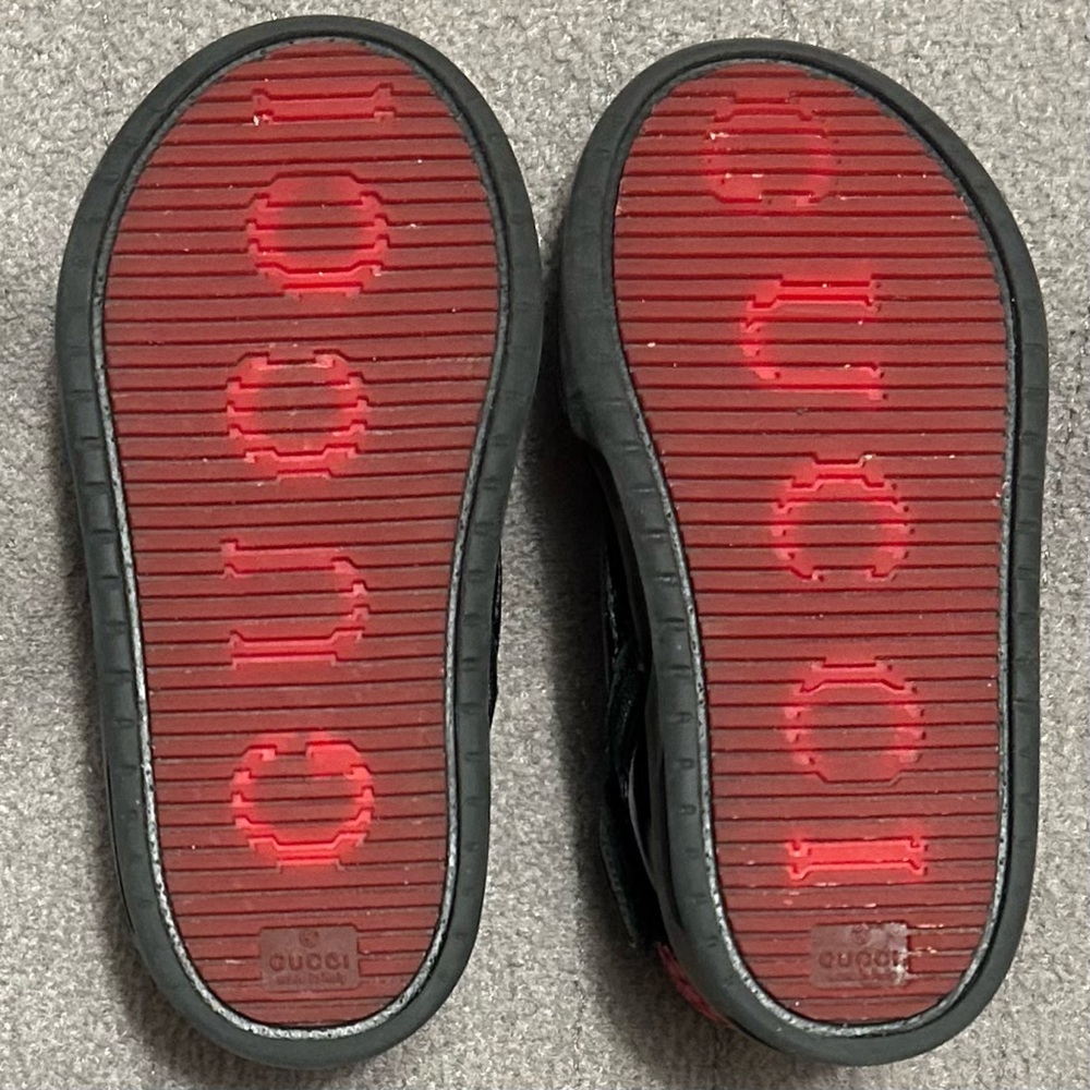 Gucci GG Python High-Top Sneakers Iconic Logo Black Red Toddler Size 21 (US 5.5) - Picture 8 of 10